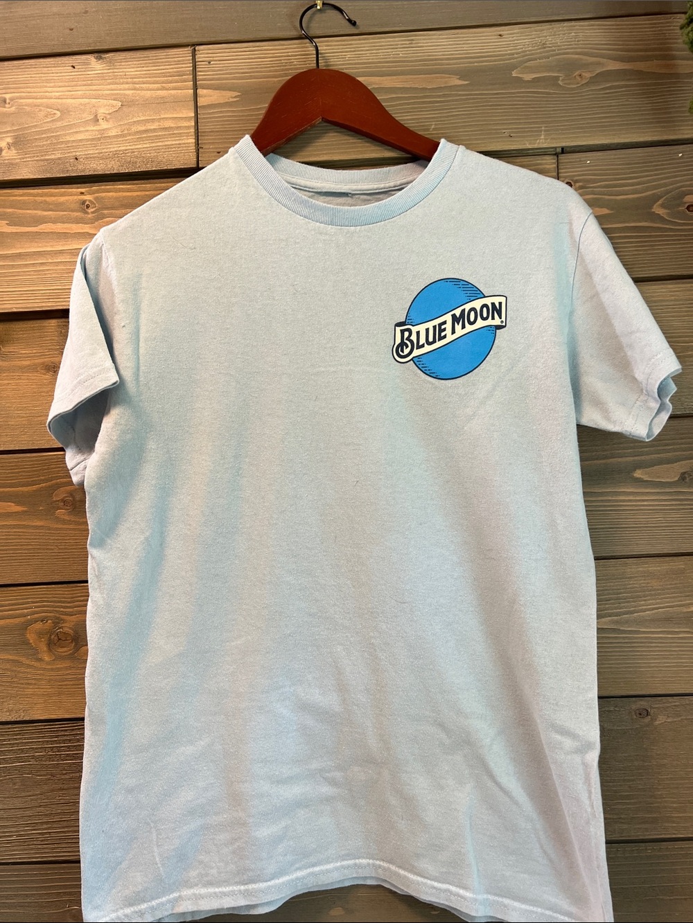 Blue Moon Light Blue Logo Crewneck T-Shirt - Unbranded